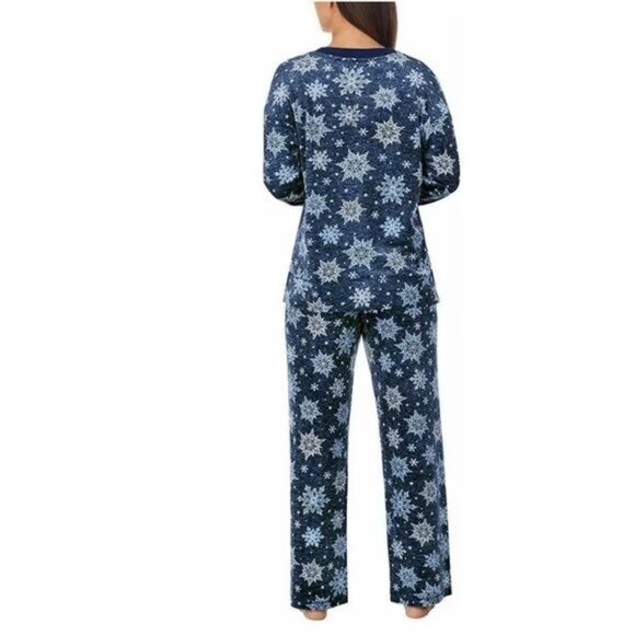 Nautica Womens Snowflake Pajama Set S 100% Cotton Blue Winter Pattern Vietnam - Picture 8 of 11